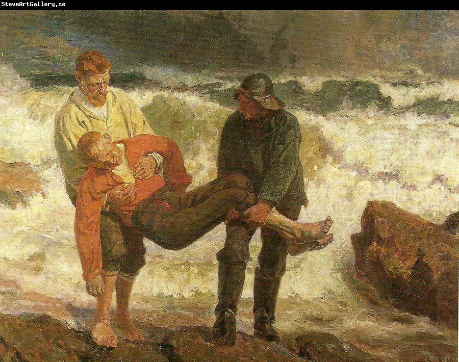 Laurits Tuxen den druknede bringes i land